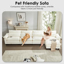 152'' Cloud Couch Sectional with L Shape Ottoman, Couches for Living Room with Chenille Fabric|USB Charging| Reversible Chaise|Throw Pillows| Dual Cushions Modern Sofa, Beige