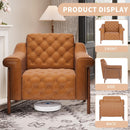 Cozy Accent Chair，PU Leather Modern Living Room Chairs，Mid-Century Office Reading Chair，Single Sofa，Armchair for Bedroom, Apartment, Waiting Room(Brown)