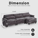 117'' Cloud Couch Sectional with L Shape Ottoman, Couches for Living Room with Chenille Fabric|USB Charging| Reversible Chaise|Throw Pillows| Dual Cushions Modern Sofa, Black
