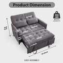 Convertible Sofa Bed, 3 in 1 Pull Out Couch, Loveseat Sleeper with Side Pocket, Living Room Sofa with Adjustable Backrest | USB Charging Port | Two Pillows | Towel Fabric | Dark Gray
