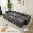 Convertible Sleeper Sofa Bed, 113'' Pull Out Couch, U-Shape Sectional Sleeper with Adjustable Backrest for Living Room | Storage Chaise | USB Charging Port | Side Pocket | Dark Grey