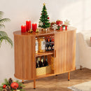 Storage Cabinet, Fluted Sideboard Buffet Cabinet with Tambour Sliding Doors& Adjustable Shelf, Accent Coffee Bar Console Table for Kitchen, Living Room, Entryway