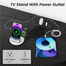 DHH 55 Inch Mid Century Modern TV Stand with Power Outlet for TVs up to 60 Inch, Entertainment Center with Storage and Adjustable Shelves, Media Console with Sliding Doors for Living Room(Black)