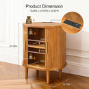 Nightstand with Charging Station, Fluted Accent Side Table with Sliding Door & Adjustable Shelf, Mid-Century Modern End Table for Small Space, Living Room, Bedroom