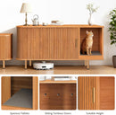 Litter Box Enclosure with Cat Scratch Pad, Sliding Door, 38.5" Litter Box Enclosure Furniture Hidden Litter Box, Modern Indoor Cat House, TV Stand, Side End Table for Living Room, Walnut