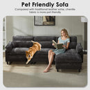 117'' Cloud Couch Sectional with L Shape Ottoman, Couches for Living Room with Chenille Fabric|USB Charging| Reversible Chaise|Throw Pillows| Dual Cushions Modern Sofa, Black