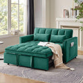 Sleeper Sofa Bed,55'' Convertible Pull Out Couch with Side Pockets,Velvet Fabric Loveseat Sleeper Sofa with Adjustable Backrest for Living Room,Bedroom,Apartment and Small Space, Green