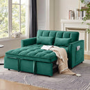 Sleeper Sofa Bed,55'' Convertible Pull Out Couch with Side Pockets,Velvet Fabric Loveseat Sleeper Sofa with Adjustable Backrest for Living Room,Bedroom,Apartment and Small Space, Green