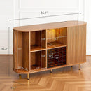 55" Wine Bar Cabinet with Storage, Fluted Liquor & Coffee Bar Cabinet with Wine Rack and Glass Holder, Buffet Sideboard with LED Lights for Home Kitchen Living Dining Room
