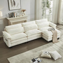 117'' Cloud Couch Sectional with L Shape Ottoman, Couches for Living Room with Chenille Fabric|USB Charging| Reversible Chaise|Throw Pillows| Dual Cushions Modern Sofa, Beige