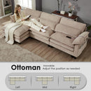 117'' Cloud Couch Sectional with L Shape Ottoman, Couches for Living Room with Chenille Fabric|USB Charging| Reversible Chaise|Throw Pillows| Dual Cushions Modern Sofa, Camel