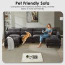 152'' Cloud Couch Sectional with U Shape Ottoman, Couches for Living Room with Chenille Fabric|USB Charging| Reversible Chaise|Throw Pillows| Dual Cushions Modern Sofa, Black