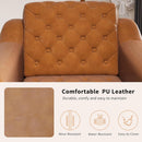 Cozy Accent Chair，PU Leather Modern Living Room Chairs，Mid-Century Office Reading Chair，Single Sofa，Armchair for Bedroom, Apartment, Waiting Room(Brown)