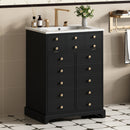 24' Bathroom Vanity with a Drawer & Two Soft-Closing Doors, Painted Modern Bathroom Storage Cabinet with Ceramic Sink, Stylish Single Sink Cabinet for Small Spaces