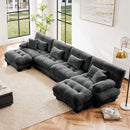 Free Combination Modular Sectional Sofa,U Shaped Couch for Living Room, 4-Seater Comfy Cloud Couch with 2 Ottomans, Chenille Gray