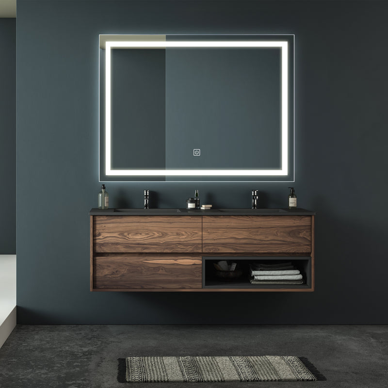 36x28 inch Bathroom Led Classy Vanity Mirror with High Lumen,Dimmable Touch,Wall Switch Control, Anti-Fog ,CRI 90 Adjustable 3000K-4500K-6000K ,IP54 Waterproof Energy saving Vertical & Horizontal
