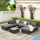 8 Pieces Outdoor Patio Sectional Sofa Couch,Wicker Furniture Conversation Sets with Washable Cushions & Glass Coffee Table for Garden, Poolside, Backyard