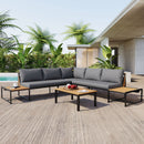 TREXM Patio Furniture Set with Loveseats, 4 Pieces Outdoor Sofa Set with Waterproof Cushions, Patio Furniture with Durable Iron-Wood Design for Garden, Backyard, Poolside (Gray)