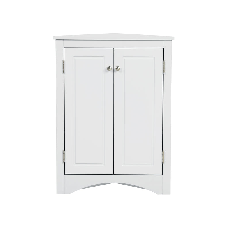 White Triangle Bathroom Storage Cabinet with Adjustable Shelves, Freestanding Floor Cabinet for Home Kitchen