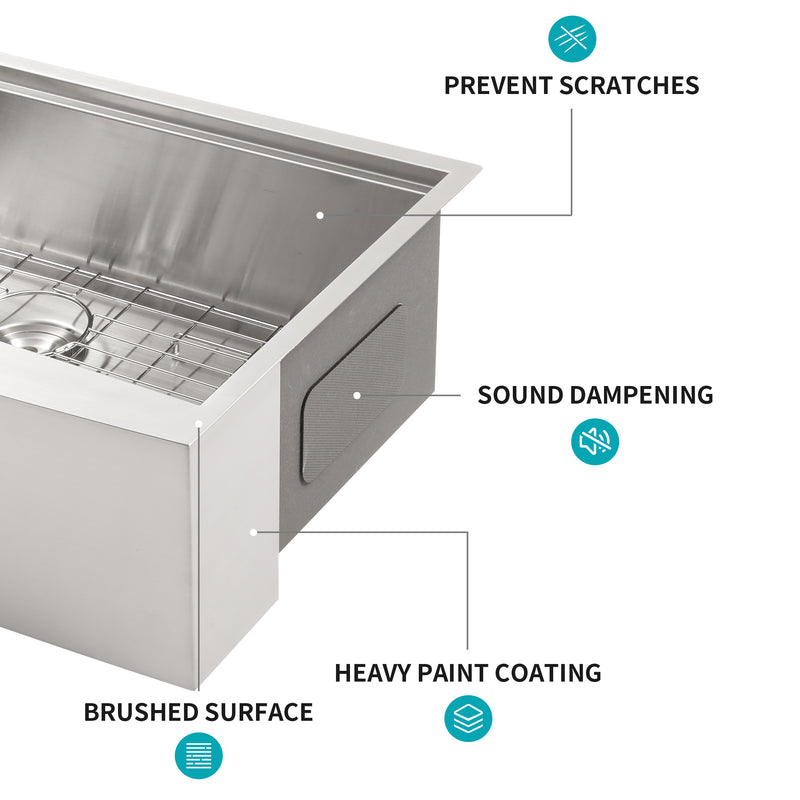 30 Farmhouse Sink Workstation - 30 Inch Kitchen Sink Stainless Steel 16 gauge Apron Front Kitchen Sink