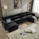 113‘’ Cloud Couch Sectional with L-Shape Ottoman, Couches for Living Room with Chenille Fabric|USB Charging| Reversible Chaise|Throw Pillows| Dual Cushions Modern Sofa (Darkgrey)
