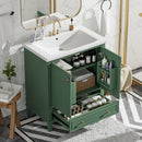 30' Bathroom Vanity with Sink Combo, Multi-functional Bathroom Cabinet with Doors and Drawer, Solid Frame and MDF Board, Dark Green