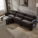 117'' Cloud Couch Sectional with L Shape Ottoman, Couches for Living Room with Chenille Fabric|USB Charging| Reversible Chaise|Throw Pillows| Dual Cushions Modern Sofa, Black