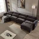 152'' Cloud Couch Sectional with U Shape Ottoman, Couches for Living Room with Chenille Fabric|USB Charging| Reversible Chaise|Throw Pillows| Dual Cushions Modern Sofa, Black