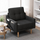 Mid Century Modern Accent Chair ，Upholstered Armchair，Comfy Reading Chair with Wood Legs，Fabric Single Sofa Chair for Living Room Bedroom Small Spaces (1, White)