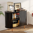 Storage Cabinet, Fluted Sideboard Buffet Cabinet with Tambour Sliding Doors& Adjustable Shelf, Accent Coffee Bar Console Table for Kitchen, Living Room, Entryway