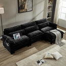 113‘’ Cloud Couch Sectional with L-Shape Ottoman, Couches for Living Room with Chenille Fabric|USB Charging| Reversible Chaise|Throw Pillows| Dual Cushions Modern Sofa (Darkgrey)