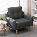 Mid Century Modern Accent Chair ，Upholstered Armchair，Comfy Reading Chair with Wood Legs，Fabric Single Sofa Chair for Living Room Bedroom Small Spaces (1, White)