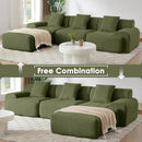 113'' Modern Sectional Sofa, Upholstered Couches for Living Room, L-Shape Modular Sectional Couch with Deep Seat, Fluffy Couch with Movable Ottoman, No Assembly Required, Corduroy, Green