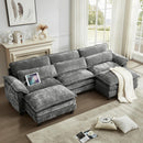 113‘’ Cloud Couch Sectional with L-Shape Ottoman, Couches for Living Room with Chenille Fabric|USB Charging| Reversible Chaise|Throw Pillows| Dual Cushions Modern Sofa (Darkgrey)