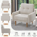 Mid Century Modern Accent Chair ，Upholstered Armchair，Comfy Reading Chair with Wood Legs，Fabric Single Sofa Chair for Living Room Bedroom Small Spaces (1, White)