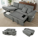 Convertible Sleeper Sofa Bed, 113'' Pull Out Couch, U-Shape Sectional Sleeper with Adjustable Backrest for Living Room | Storage Chaise | USB Charging Port | Side Pocket | Dark Grey