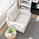 Mid Century Modern Accent Chair ，Upholstered Armchair，Comfy Reading Chair with Wood Legs，Fabric Single Sofa Chair for Living Room Bedroom Small Spaces (1, White)