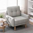 Mid Century Modern Accent Chair ，Upholstered Armchair，Comfy Reading Chair with Wood Legs，Fabric Single Sofa Chair for Living Room Bedroom Small Spaces (1, White)