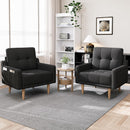 Mid Century Modern Accent Chair ，Upholstered Armchair，Comfy Reading Chair with Wood Legs，Fabric Single Sofa Chair for Living Room Bedroom Small Spaces (1, White)