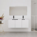 48' Wall Mounted Bathroom Vanity with Resin Double Sink & 3 Soft-Close Doors, KD-Packing
