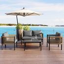 U_Style Multi-person Outdoor Sofa Combination with A Table, Suitable for Garden, Backyard and Balconies