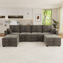 Modular Sectional Sofa Convertible U Shaped Sofa Couch Set with Storage for Living Room, Modern 4 Seater Modular Sectional Couch with 2 Movable Ottoman (Grey)