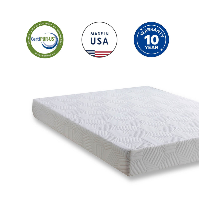 10 Inch Twin Gel Memory Foam Mattress, White, Bed in a Box, Green Tea and Cooling Gel Infused, CertiPUR-US Certified