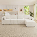 Modular Sectional Sofa Convertible L Shaped Sofa Couch Set with Storage for Living Room, Modern 4 Seater Modular Sectional Couch with Movable Ottoman (Beige)