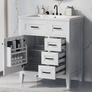 30' Bathroom Vanity with Sink Combo, White Bathroom Cabinet with Drawers, Solid Frame and MDF Board (Old Sku:N725S999222K)