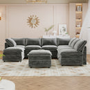 Mirod Versatile 8-Piece Modular Sofa Bed with Storage,Stylish Faux Double-Layer Cushions,Comfortable & Durable Design,Perfect for Any Living Space