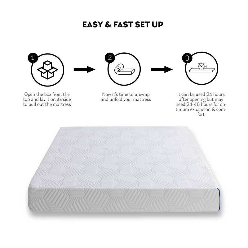 10 Inch Twin Gel Memory Foam Mattress, White, Bed in a Box, Green Tea and Cooling Gel Infused, CertiPUR-US Certified