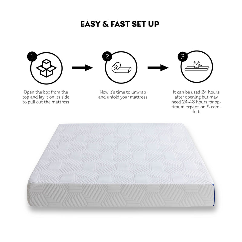 10 Inch King Gel Memory Foam Mattress, White, Bed in a Box, Green Tea and Cooling Gel Infused, CertiPUR-US Certified