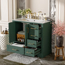 36' Traditional Bathroom Vanity with Ceramics Sink , Green Bathroom Cabinet with Two Soft Close Doors and Four Drawers(Old sku:SV000026AAF)
