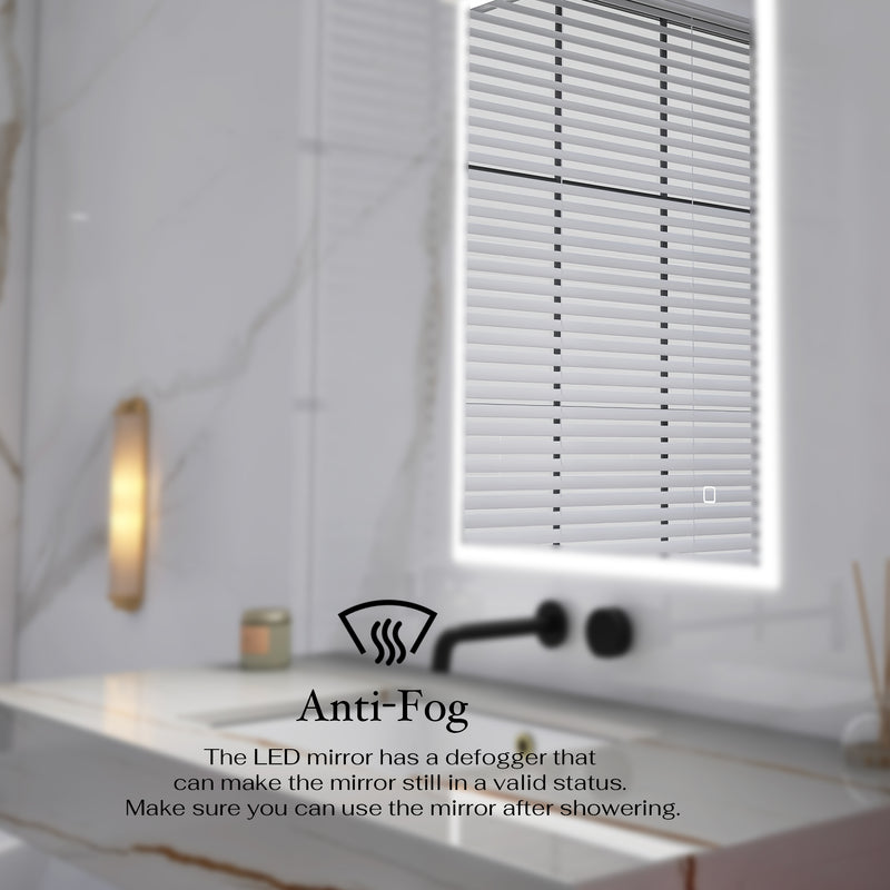 32 x 24 in.  Rectangular Frameless Wall-Mount Anti-Fog LED Light Bathroom Vanity Mirror
